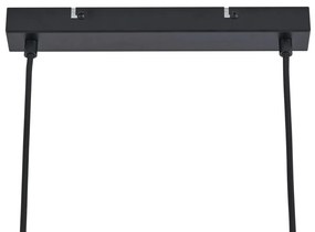 Candeeiro suspenso moderno preto com madeira e vidro fumado 4 luzes - Aleks Moderno