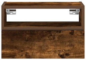 Mesa de cabeceira de parede 45x26x28,5 cm carvalho fumado