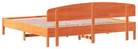 Cama sem colchão 200x200 cm pinho maciço castanho-mel
