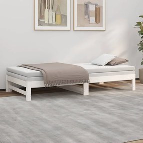 Sofá-cama de puxar 2x(100x200) cm madeira pinho maciça branco