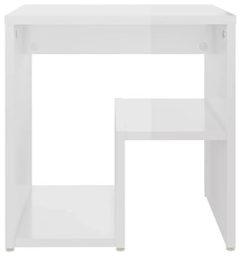 Mesa de cabeceira 40x30x40 cm contraplacado branco brilhante