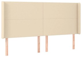 Cabeceira cama c/ luzes LED tecido 183x16x118/128 cm cor creme
