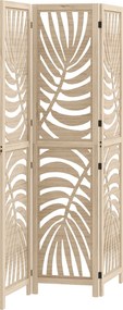 HOMCOM Biombo de 3 Painéis Separador de Ambientes Dobrável 120x170 cm com Estampado de Folhas de Palmeira Tropical Madeira | Aosom Portugal