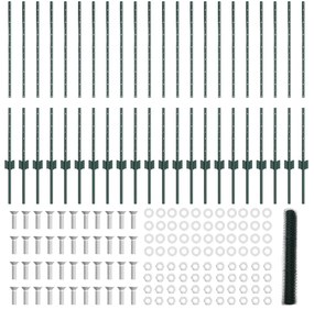 Postes de Cerca vidaXL 11 pcs Canal U Verde 100 cm Aço