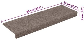 Tapetes de escada autoadesivos 30 pcs 65x21x4 cm creme