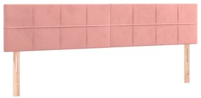 Cabeceira de cama c/ luzes LED veludo 160x5x78/88 cm rosa