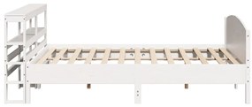 Cama sem colchão 200x200 cm madeira de pinho maciça branco