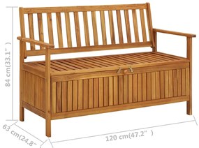Banco de arrumação para jardim 120 cm madeira de acácia maciça