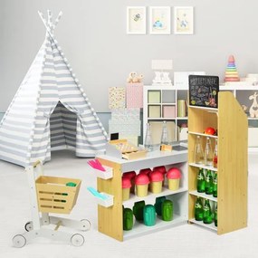 Supermercado de brincar com carrinho de compras e caixa registadora com leitor de código de barras 90 x 62 x 111 cm Multicolor