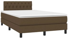 Cama box spring c/ colchão/LED 120x200cm tecido castanho-escuro