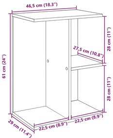 Mesa cabeceira 46,5x29x61cm derivados madeira branco