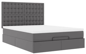 Estrutura de cama otomana com colchão 140x190 cm cinzenta