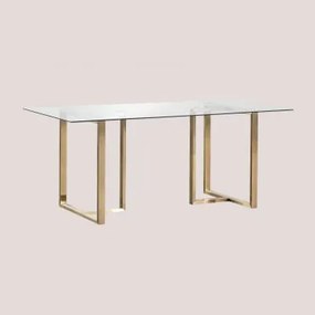 Rectangular Dining Table 180x90 Cm In Glass And Steel Lesley Transparente - Sklum