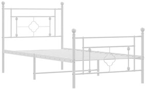 Estrutura de cama com cabeceira e pés 100x190 cm metal branco