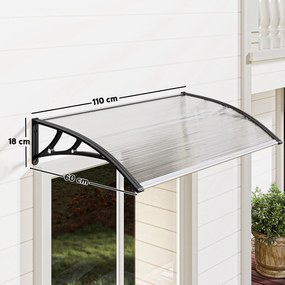 Marquise para Portas e Janelas 110x60 cm com Painéis de Policarbonato e Barras de Alumínio Transparente