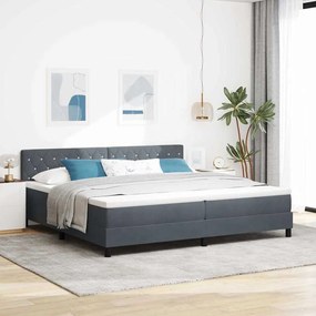Cama Box com Colchão vidaXL Cinza Escuro 200x200 cm Veludo