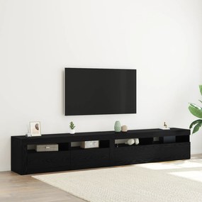 Armários de TV 2 pcs com Luzes LED Carvalho Preto Madeira Engenheirada