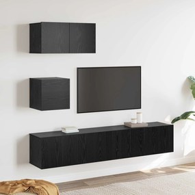 vidaXL Conjunto de móvel de TV 3 pcs Carvalho Preto Madeira processada