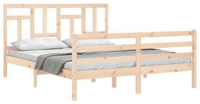 Estrutura de cama com cabeceira 160x200 cm madeira maciça