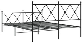 Estrutura de cama com cabeceira e pés 140x190 cm metal preto