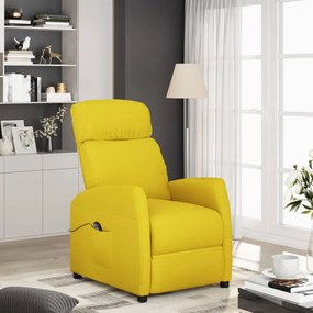 vidaXL Poltrona elevatória tecido amarelo-claro