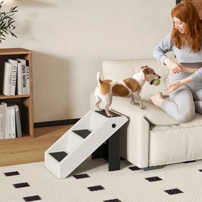 Escada dobrável para cães com 3 degraus antiderrapantes; escada para animais em plástico, 53 x 30,5 x 36,5 cm, cor creme