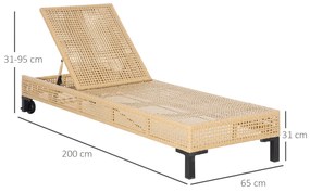 Outsunny Conjunto de 2 Espreguiçadeiras de Vime de Jardim Chaise Longu