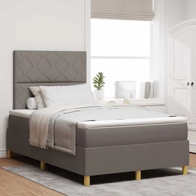 vidaXL Cama Box Spring com Colchão Taupe Pequena Dupla de Tecido