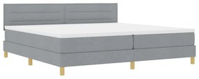 Cama Box com Colchão &amp; Luz LED Cinza Claro 200x200 cm Tecido