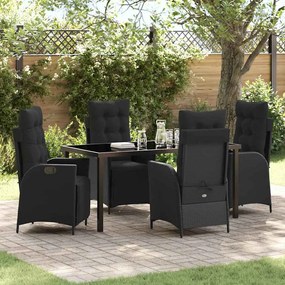 vidaXL Conjunto de Jantar de Jardim com 5 Peças em Rattan Preto