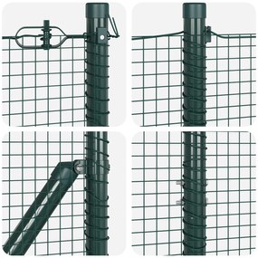 Cerca de Fio Soldado com 13 Postes de Espeto Verde 1.4x50 m Aço