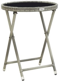 3 pcs conjunto bistrô para jardim vime PE e vidro cinzento