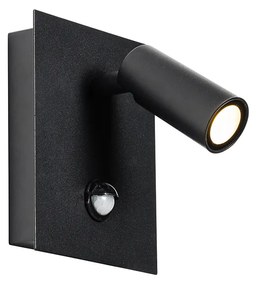 Candeeiro de parede exterior preto com sensor de movimento LED IP54 - Simon