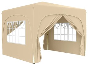 Outsunny Tenda Dobrável 3x3 m com Painéis Laterais UPF50+ Tenda de Jardim com Altura Ajustável e Bolsa de Transporte Areia