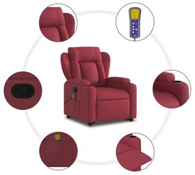 Poltrona de massagens reclin. elevatória tecido vermelho tinto