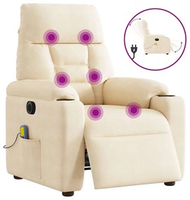 vidaXL Poltrona massagens reclinável elétrica tecido microfibra bege