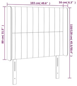 Cabeceira de cama c/ LED tecido 103x16x118/128 cm cinza-escuro