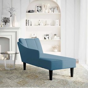 Chaise-longue com apoio de braço direito veludo azul