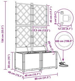 Jardineiras vidaXL com sistema de irrigação por água 2 pcs Cinzento