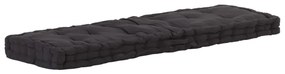 vidaXL Almofadão p/ móveis de paletes algodão 120x40x7 cm preto