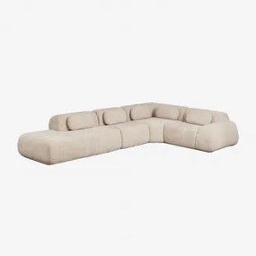 Sofá Modular De Canto Em L De 4 Peças Com Chaise Longue À Esquerda Em Chenille Embalado A Vácuo Mérida Chenille Grossa Bege Tapioca - Sklum