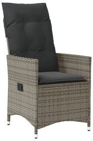 9 pcs conjunto de jantar p/ jardim c/ almofadões vime PE cinza