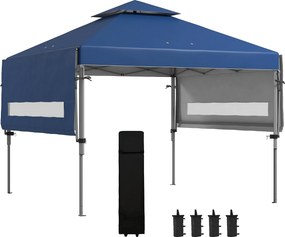 Tenda pop-up dobrável para jardim, 5 x 3 m, em tecido Oxford com 2 paredes ajustáveis, incluindo saco de transporte com Rodas azul