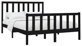 Estrutura de cama king 150x200 cm pinho maciço preto