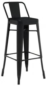 Banco Alto Lix 75 Cm Com Encosto Em Aço Fosco Preto - Sklum