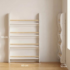 Estante para Livros Infantis, 60 x 10 x 98 cm, 4 Níveis de Arrumação, Branco