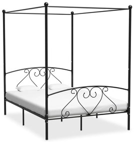 vidaXL Estrutura de cama dossel 160x200 cm metal preto