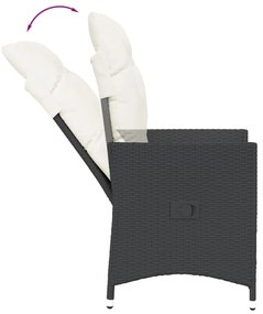 Cadeiras de jardim reclináveis c/ almofadões 2pcs vime PE preto