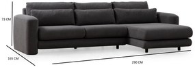 Sofá de Canto Lily – Cinzento – 290 x 165 cm