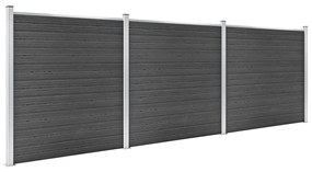 Conjunto de painel de vedação WPC 526x186 cm preto